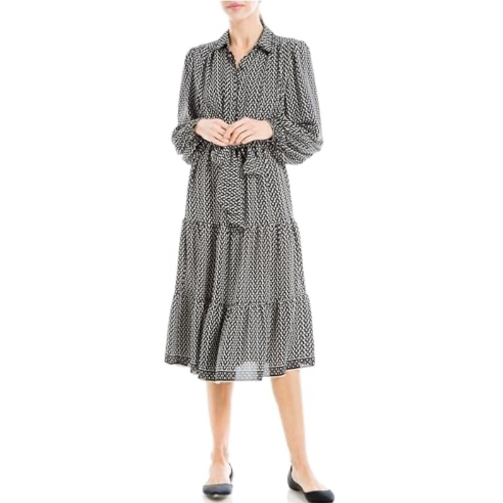 Max Studio Black and White Long Sleeve Dress size S